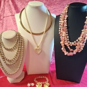 Glass, Crystal, Gemstone, Gold Omega Chain, Etc. Lot